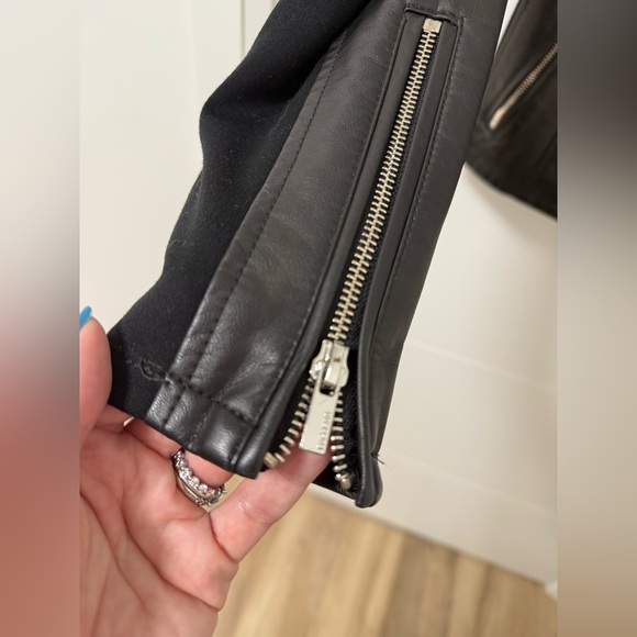 Black faux Leather Moto Jacket with Silver Hardware - Picture 3 of 14